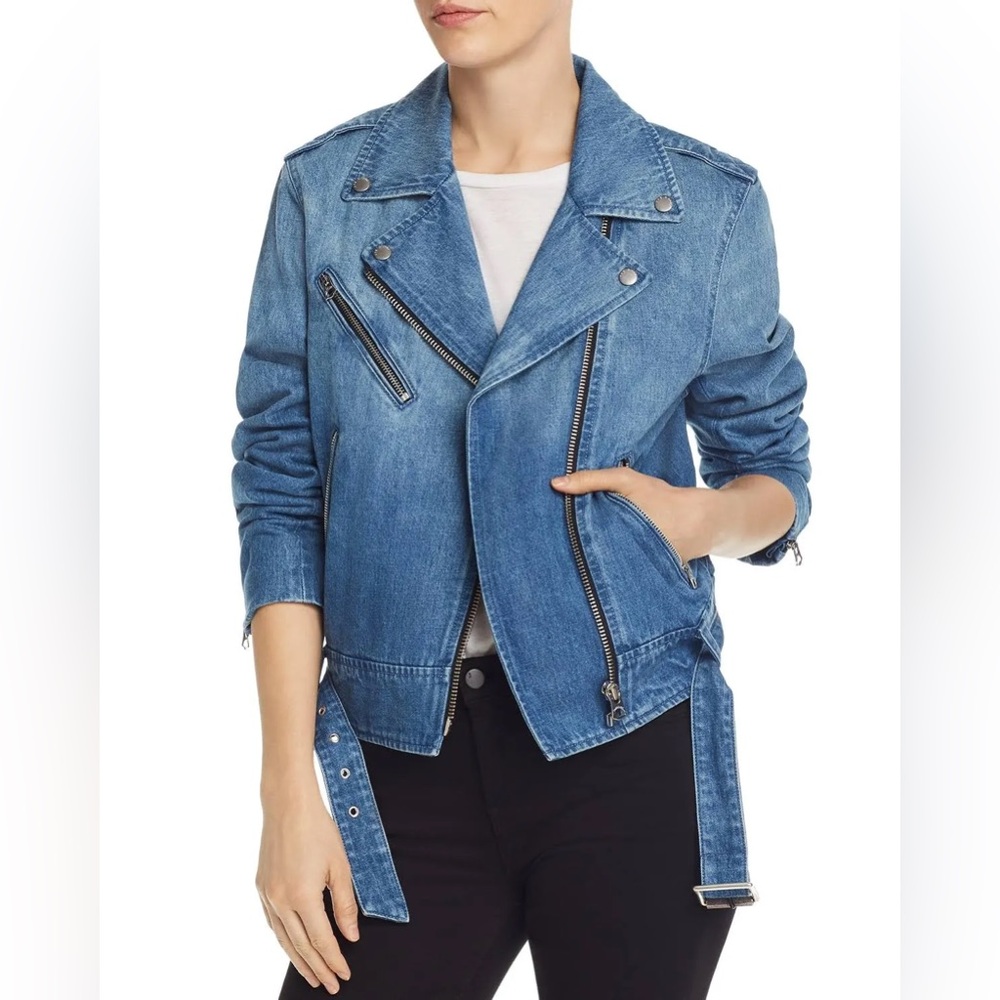 NWOT Rag & Bone / Abbey Denim Moto Jacket - Medium Wash Blue - Sz M
